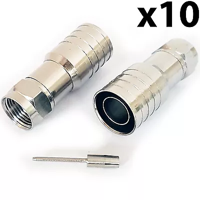 10x PRO Outdoor CT165 WF165 F Type Hex Crimp Connector Plug Thick Coax Cable • £11.99