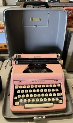 Vintage 1950's PINK Royal Quiet Deluxe Typewriter W/ Original Tweed Case  • $279.96
