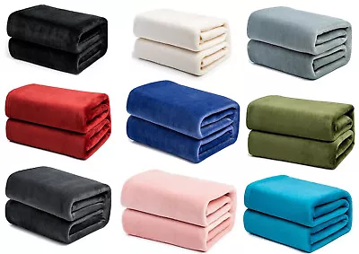 Fleece Blanket Solid Ultra Soft Throw Luxurious And Cozy Plush Double King • £19.99