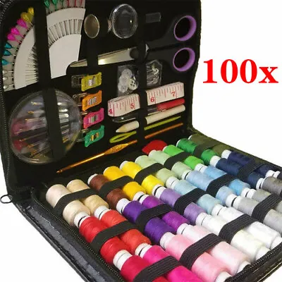 £8.49 • Buy 100 Pcs Sewing Kit Measure Scissor Thimble Thread Needle Storage Box Travel Set