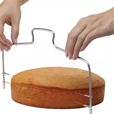 Professional Stainless Steel Cake Cutter Adjustable Double Cutting Wire Levell • £7.74