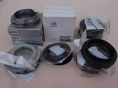 Job Lot Of Lens Adapters M42/Canon EOS M42/Pentax K T Mount's Chipped Adapter • £4.20