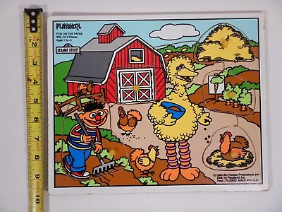 Playskool Wooden Toddler Puzzle Fun On The Farm Sesame Street 5 Pieces Vintage  • $10