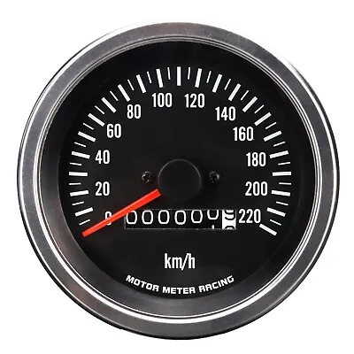 VD Vintage 85mm 3-3/8  Mechanical Speedometer Odometer 220 KMH White LED • $50.82