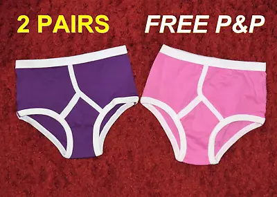 2 PAIRS Retro Y-Fronts 100% Cotton Medium FREE P&P • £11.99