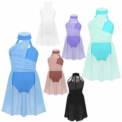 £11.99 • Buy Kids Girls Lyrical Dresses Chiffon Modern Dance Costume Ballet Leotard Dancewear