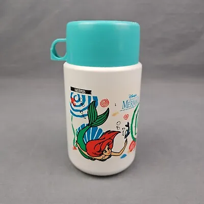 Vintage 90s Disney The Little Mermaid Ariel Plastic Lunch Box Thermos Only 3700 • $8.88