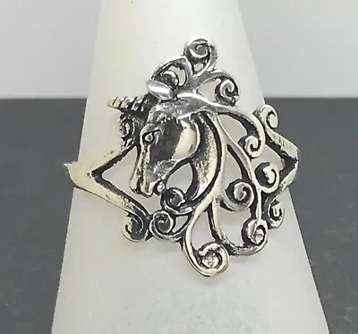 Unicorn Ring Solid Sterling Silver Size T (quite Large) Long. • £17.99