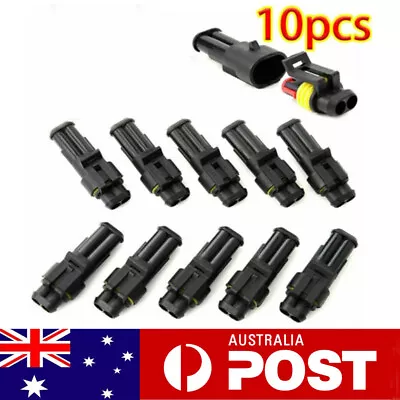 10 Set 2 Pin Waterproof Car Electrical Wire Sealed Connector Plug Cable • $6.99