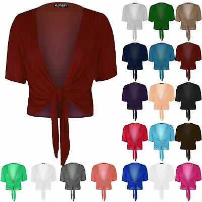 £2.99 • Buy Plus Size Womens Front Tie Knot Ladies Cardigan Bolero Wrap Shrug Crop Top