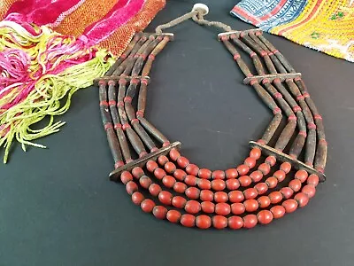 Old Nagaland Tribal Necklace With Brown & Red Beads... Collection Piece • $143.53