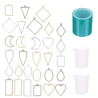 £10.71 • Buy 33 Pcs Resin Jewelry Molds Blank Bezel Pendants  Open Bezel
