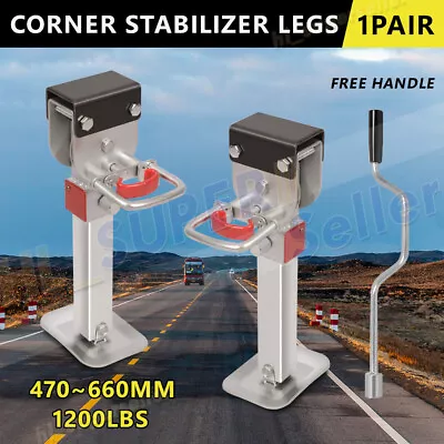 1200LBS 470-660mm Drop Down Corner Legs Handle Steel Base Caravan Stabilizer • $114.90