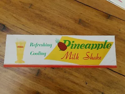 Vintage Hunters Ice Cream Pineapple Milk Shake Paper Tacker Sign 17  X 5  • $14.95