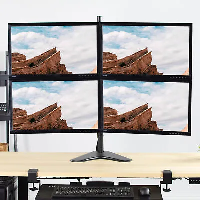 VIVO Quad Monitor Desk Stand Mount Free Standing Adjustable 4 Screens Up To 30  • $55