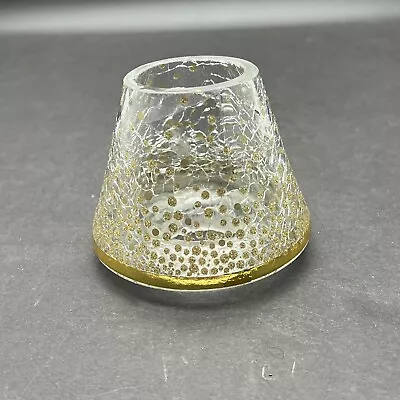 Yankee Candle Glass Shade Crackle Glass W/Gold Trim 3  (Candle Not Included) • £12.53