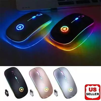 2.4GHz Wireless Optical Mouse USB Rechargeable RGB Cordless Mice For PC Laptop • $7.98