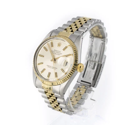 $3350 • Buy Rolex Oyster Perpetual Datejust 16013 36mm Two Tone Jubilee Silver Dial W35211-2
