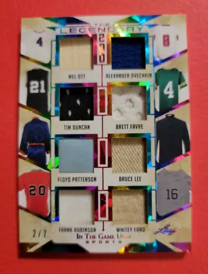 BRUCE LEE RELIC TIM DUNCAN MEL OTT BRETT FAVRE FORD FLOYD JERSEY BAT CARD #d2/7 • $319.95