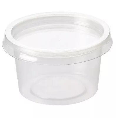 100x 4oz Clear Round Cups With Lids Plastic Tubs Food Containers Sauce Deli Pots • £11.75