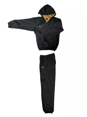 Mizuno Boxing Sauna Suits Weight Loss Wear Top And Bottom Set Black Gold Logo • $224.90