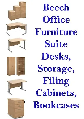 £252 • Buy Beech Office Suite / Furniture Range Desks, Storage, Filing Cabinets *New*