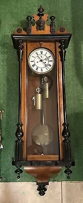 Large Antique Biedermeier Style 2 Weight Vienna Regulator Wall Clock • $945