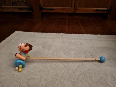 £9 • Buy Horse Push Walk N’ Roll Push Along Toy Wooden, Painted Colours, Very Good Cond.