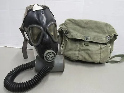 WW2 US Lightweight Service Gas Mask & Bag Black Neoprene Rubber Goodyear 1943 • $135