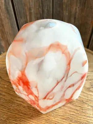 Art Deco Glass Pendant Ceiling Light Shade Bell Shaped Marbled White & Orange • £25