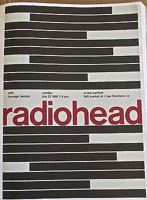 $35 • Buy Radiohead  Band  Mini Concert Poster Reprint 1997 SF CA Optical Art 14x10