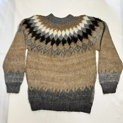 Vintage Rainbow Crafts Alpaca Merino Wool Sweater Knit Lopapeysa Adult Medium • $79