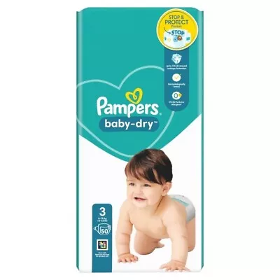 Pampers Baby-Dry Size 3 50 Nappies 6-10kg Fast Dispatch And Delivery • £10.99