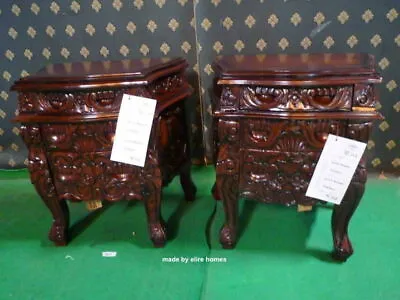 Chunky Dark Mahogany French Style Rococo Bedside Cabinet/Nightstand • £499