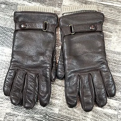 COACH Mens Sz M Brown Leather & Wool RACCOON Blend Lined Gloves Vintage • $75