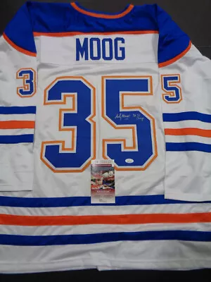 Andy Moog Autographed Custom Edmonton Oilers Style Road Jersey W/JSA COA • $89.99