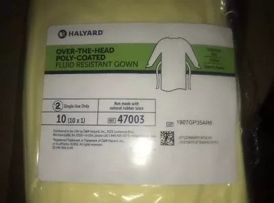 Halyard Poly Coated Fluid Resistant Gown (Pack Of 10) PPE Medical Equipment • $12.99