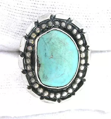 Vintage Turquoise Cab Cabochon Navajo Sterling Silver Ring Size 6.25 EBSSWR36 • $116.99