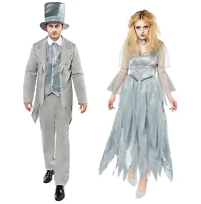 £15.99 • Buy Adults Zombie Ghost Bride Groom Fancy Dress Graveyard Wedding Costumes Halloween