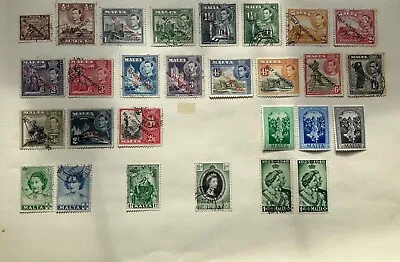 George VI 1954 Self-Government Malta Stamp Set And Other Stamps Used And MLH. • $1.25