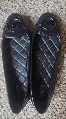 Michael Kors Lillie Black Leather Quilted Ballet Flats Womens Size 8 • $25