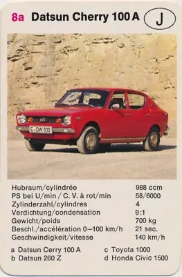 Single Auto Trading Card: Datsun Cherry 100 A • $10