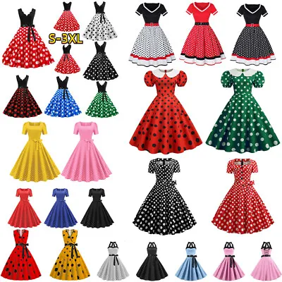 £17.09 • Buy Women Retro Dress Summer 50s 60s Swing Rockabilly Elegant Polka Dot Office Dress