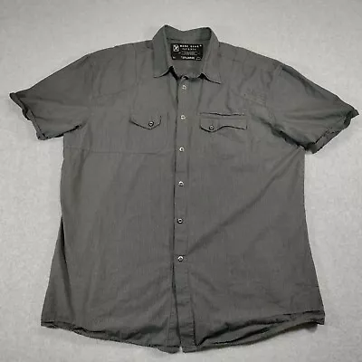 Marc Ecko Cut Sew Shirt Mens 2XL Gray Black Stripes Snap Button Button-up Cotton • $11.03