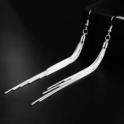  925 Silver Long Chain Tassel Earrings Hook Drop Dangle Boho Ear Women Jewelry • $1.55