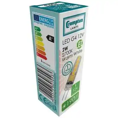 Crompton 7093 - 2W 2 Watt 12V LED 190 Lumen Silicone G4 Lamp 2700K WARM WHITE • £4.99