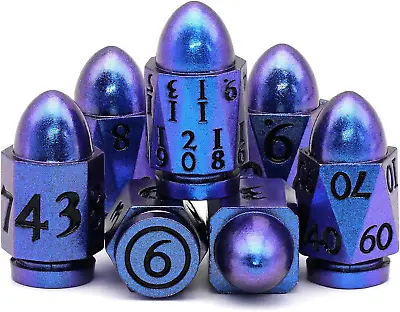 FONVGOGO Bullet DND Dice For Dungeons And Dragons Metal Dice Set D&D Unique Coo • $42.21