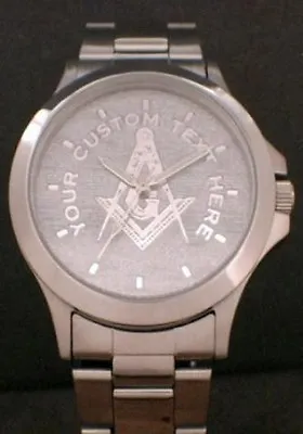 Personalized Masonic Dial Stainless Dress Watch - New • $78.95