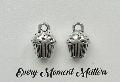 10 X Tibetan Silver CUP CAKE FAIRY CAKE MUFFIN COOKING BAKE OFF 3D 16x11mm Charm • £2.69