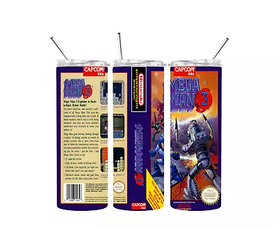 20oz Nintendo Mega Man 3 Game Box Insulated Tumbler With Box Lid And Straw • $24.99